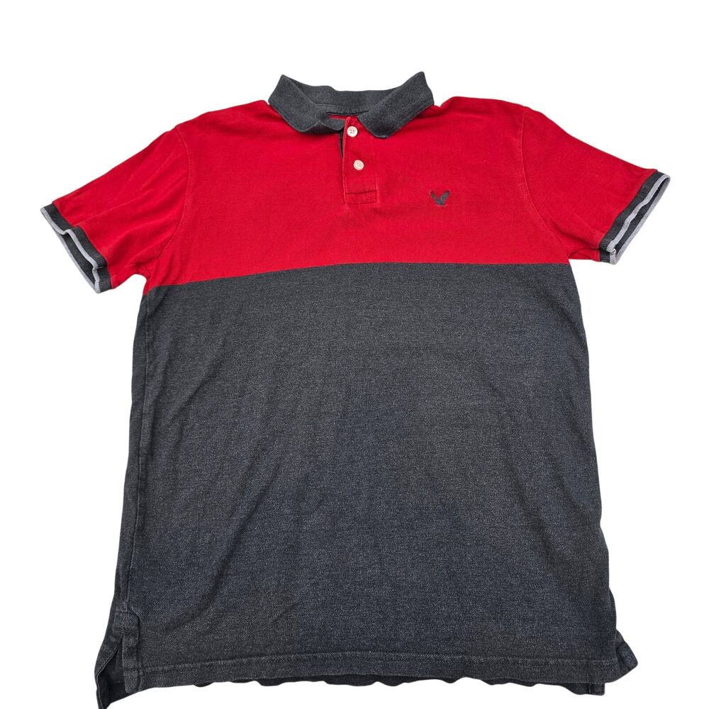 Y2k Skater Grunge Red Gray American Eagle Polo Size M